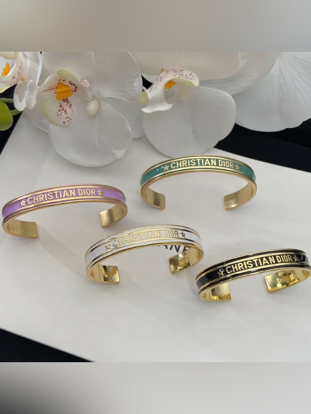 CD Gold-Tone Enamel Cuff Bracelet - Available in white & purple only